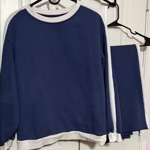 Blue and White Sweatshirt and Pants Set